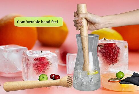 POFUIERKN Wooden Cocktail Muddler 10inch Long Muddler Cocktail Muddler Wood Bar Muddler Ice Crusher Bar Accessory for Making Cocktails and Juice Drinks Tools in Saudi Arabia