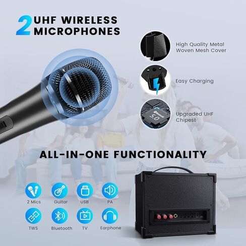 Portable monophonic Analog Synthesizer Karaoke Machine for Kids with 2 Wireless Microphones in Saudi Arabia