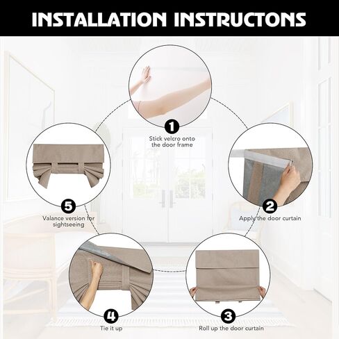 RYB HOME 100% Blackout French Door Linen Curtain for Glass Door Window, Light Blocking Privacy Door Window Drapes for Front Tricia Door Lightweight Tie up Shade, W 26 x L 72, Mocha, 1 Panel in Saudi Arabia