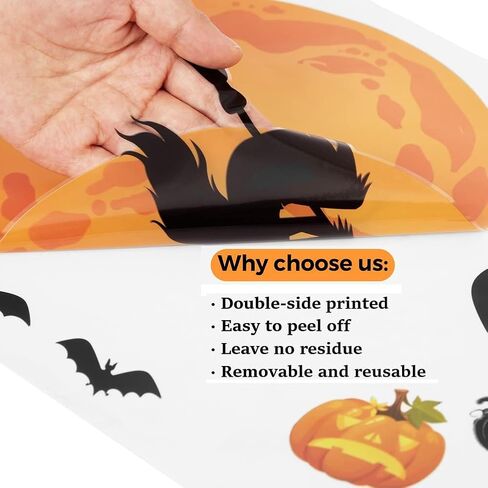 ملصقات نافذة الهالوين، 163 قطعة من ملصقات نافذة اليقطين الثابتة ديكورات لطيفة للهالوين للأطفال، شارات نافذة شبح شبح العنكبوت لحفلة الهالوين 10 ورقات in Kuwait