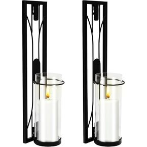 ikare Metal and Acrylic Candle Sconces Set of 2, Wall Sconces Candle Holder for Living Room, Bathroom, Dining Room, Classic Home Decorations(Not Include Candle), Black ﻿ in Kuwait