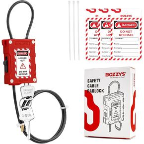 Adjustable Keyed Cable Padlock-Red Plastic-coated Stainless Steel Cable(∅4MM, L0.8M),2 Keys Per Cable Locks,Nylon body(BD-LG81)