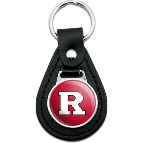 Black Leather Rutgers Scarlet Knights Logo Keychain