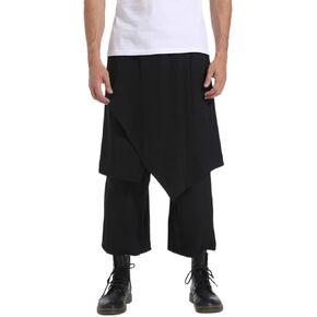 PACEIADTA Mens Baggy Skirts Pants Elastic Waist Hippie Aladdin Trousers