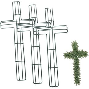 Holibanna Cross Metal Wreath Frame: 3pcs Floral Garden Cross Shaped Metal Wire Wreath Form Base for Garden Religious Wedding Church DIY Craft Hanging Decor