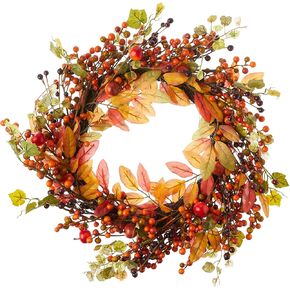 Worth Imports Berry Foliage Fall Wreath, 18", Red, Orange, Yellow, Green, 7370