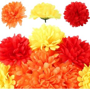 40Pcs Large Marigold Flower Heads Bulk 4 inch, Silk Marigold Artificial Flowers for Diwali Home Decor, Spring Bush Floral, Indian Décor for Pooja, DIY, Wedding Christmas(Multi Color) in Kuwait