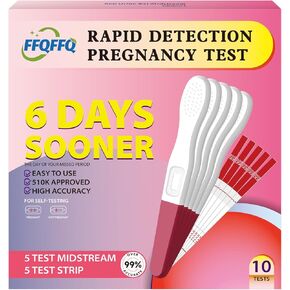 Pregnancy Test: Early Detection with Ultra High Sensitivity Home Pregnancy Midstream Test for Women Home Testing 5 Sticks + 5 Test Strips