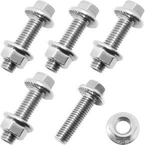 DZS ELEC 5PCS M10x35 Exhaust Bolt Kit T Bolt Screw Fastener Hexagon Head Bolt Stainless Steel Hexagon Head Screw for Fixing Exhaust Component
