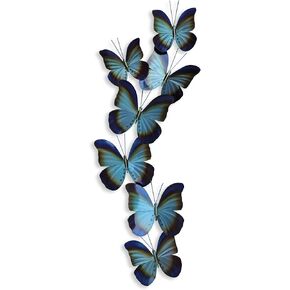 T.I. Design Blue Butterflies Contemporary Metal Wall Decor
