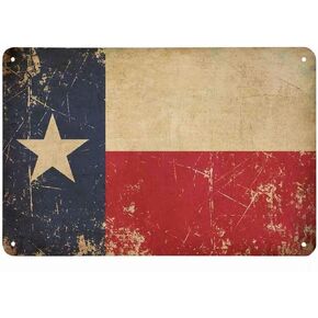 Texas Flag Tin Sign State of Texas Flags on The Dirty Background Vintage Metal Tin Signs for Men Women Wall Art Decor for Home Bars Clubs Cafes 8x12 Inch