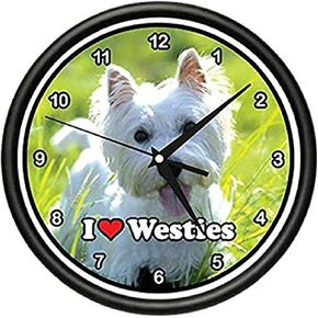 SignMission Beagle Westie Wall Clock west Highland White Terrier Dog Gift