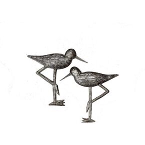 Sandpiper Coastal Birds, Nautical Ornamental Sea Bird, Decorative Home Art, Nature Inspired Wall Hanging, Figurine, Handmade in Haiti, 4, Large and Small, 8.5 In. X 9 In., 6.5 In. X 6.5 In.