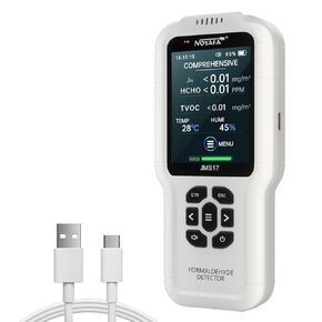 Noyafa Four-in-one Indoor air Quality Monitor, Portable Formaldehyde Detector, TVOC Sensor, Temperature and Humidity Detector, detects Indoor Formaldehyde TVOC Volatile Organic Compound Gas