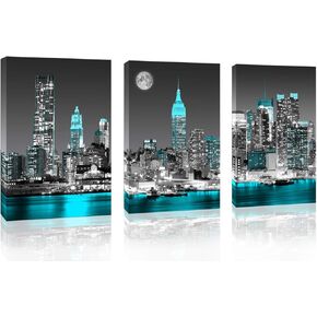 Abstract Wall Art Canvas Turquoise and Grey Abstract Art Painting Canvas Artwork Contemporary Wall Art for Bathroom Bedroom Living Room Kitchen Wall Decor 12" x 12" x 4 Pieces Canvas Prints