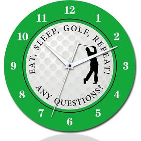 12 Inch Sports Themed Wall Clock with Golf Dial,Silent Clock Movement and Battery Operated,Great Decor for Home,Office,Bedroom and Nice Golf Enthusiasts Gifts