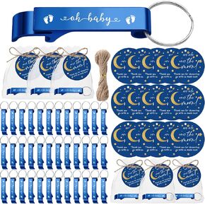 50 Set over the Moon Baby Shower Favors for Guests 50 Baby Shower Keychain Bottle Openers 50 Moon Star Thank Tags 50 Organza Bags with Twine Baby Shower Souvenir for Gender Reveal Party Gift
