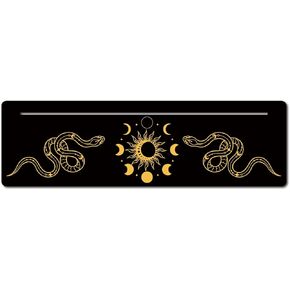 GORGECRAFT 10 x 3 Inch Wooden Tarot Card Stand Black Rectangle Shaped Tarot Card Altar Display Holder for Witch Divination Tools Tarot Decor Wiccan Supplies (Moon, Clouds, Lotus)