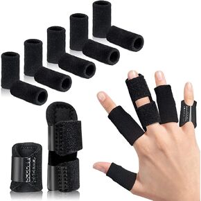 Finger Splint, Set of 2 Trigger Finger Brace with 10 Nylon Sleeves for Finger Pain Relief and Sport Injuries, Swelling Tendon Release Relieving Finger Stiffness and Sprained Knuckles (Black) in Kuwait