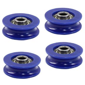 Hordion 12 قطعة U Groove Pulley النايلون دليل المتداول تحمل، 5x25.5x8.5mm عجلة دوارة U-Groove للأبواب نافذة القيادة المعدات الميكانيكية، الأزرق