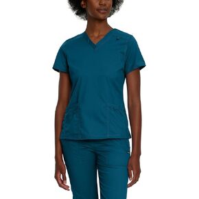 Landau Proflex Tailored Fit Comfort Stretch 3-Pocket Scrub Top for Women 4160 Caribbean MED