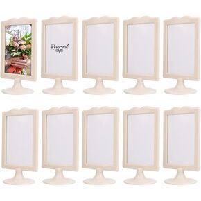 ALBEN Elegant Double Sided Standing Picture Frames - (Ivory/Cream, 10 count) 4x6 Inch Pedestal Photo Frame with Inserts and Base - 2 Sided Frame for Vertical Display