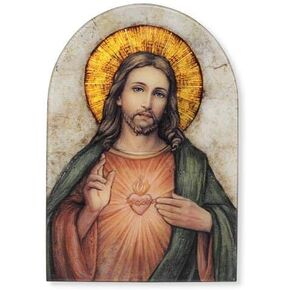 Decorative Inspirational Arched Plaque, Small, Sacred Heart of Jesus