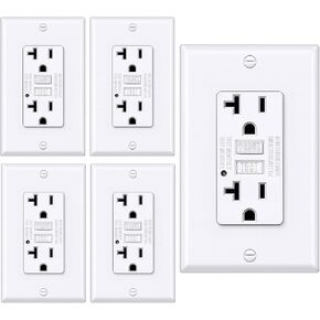 BESTTEN 10 Pack 20 Amp GFCI Outlet, GFI Outlet with LED Indicator, Ground Fault Circuit Interrupter, Non-Tamper-Resistant, Wallplate Included, ETL Certified, White