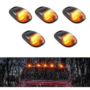 5 X Cab Roof Running 264146BK Black Smoke Lens White 24 LED Housing Cab Marker Lights, Top Clearance Light for 2003-2018 Dodge Ram 1500 2500 3500 4500 5500 Pickup Trucks