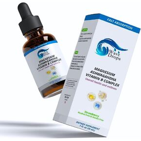 Magnesium, Ashwagandha & B-Complex Liquid Drops | Supports Stress Management,Nervous System,Promotes Energy Levels | Non-GMO and Gluten-Free | 1 Fl Oz (1)