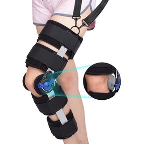 Hinged ROM Knee Brace Post Op Knee Brace Adjustable Knee Immobilizer Support with Side Leg Stabilizers