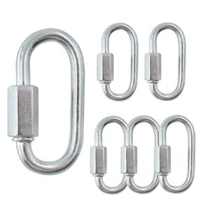 6PCS M5 Stainless Steel Chain Quick Links, M5 Quick Locking Carabiner, 1.98Inch D Shape Locking Quick Chain, 550 LBS Weight Capacity
