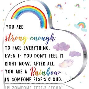 Thinking of You Gifts Friend Encouragement Cheer up Gifts Rainbow Gifts Inspirational Gifts for Women Motivational Quotes Acrylic Decor Office Positive Keepsake for Coworker Friend Daughter Mom