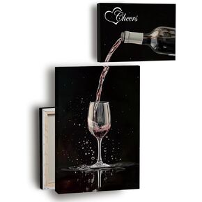 Nekiwa Wine Canvas Wall Art, Framed Canvas Wall Art, Wine Bar Wall Decor, Black and White Wall Art for Kitchen Living Room Office Bathroom Decor 2 Panels Frame (Wine with cheers)