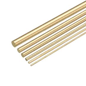 MECCANIXITY Brass Rods Round Solid Brass Stock Pin 2mm-8mm Assorted Diameter for 300mm Length Brass Rod for Drift Punches Various Shaft DIY Craft Model Plane Ship Cars(Pack of 14)