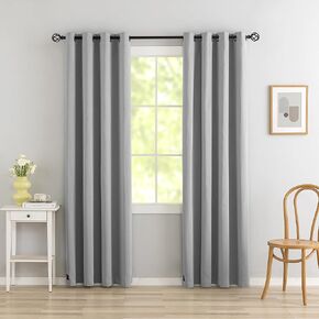 Fire Retardant Curtain,Set of Two, Flame Resistant Blackout Curtains for School Classroom Dorm Nursing Home(2Panel, Grey, 52X72 inch)