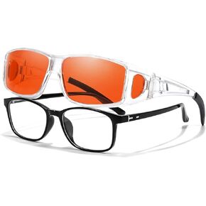 LVIOE Fit Over Blue Light Blocking Glasses for Women Men, Wraparound Wear Over Glasses Reduce Eyestrain Sleep Better LB0311M in Kuwait