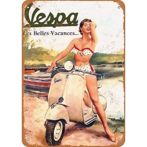 Vespa Scooters Funny Tin Sign Bar Pub Garage Diner Cafe Home Wall Decor Art 20x30cm