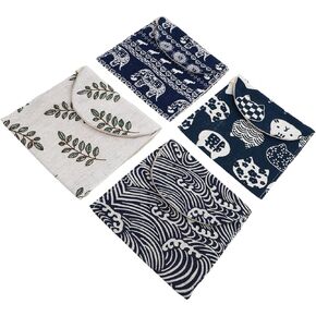 4pcs Aunt's Towel Storage Bag Women Regular Pad Bag Menstrual Pads Pantiliners for Women Menstrual Pad Pouch Cosmetics Holder Travel Bag Cotton Linen Water Proof