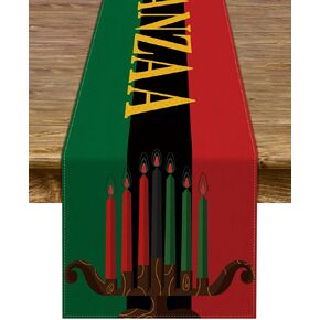 Kwanzaa Table Runner Kinara African American Table Decor African Heritage Holiday Kitchen Dining Room Home Decoration (13" x 72")