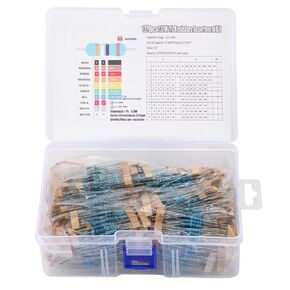 1270Pcs 127Values 1/2w 1R-1M Ohm 1% Metal Film Fixed Resistor Kit Tolerance Resistor Assortment Kit with Storage Box