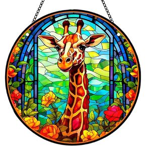 MATIHAY Giraffe Acrylic Window Hanging - Funny Giraffe Wall Decor Tropical Party Decorations, Giraffe Room Decor for Nursery New Home Gifts (L, Giraffe)