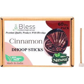 Bless-International Cinnamon-100%-Natural-Incense-Bambooless-Dhoop-Sticks Handmade-Organic-Chemicals-Free for-Purification-Relaxation-Positivity-Yoga-Meditation The-Best-scents-4.5-Inches-60-Count