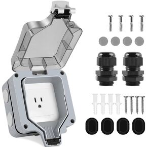 Outdoor Outlet Box Waterproof,Outdoor Power Outlet Box,Waterproof Ip66 Power Outlet,Outdoor waterproof socket,15A 250V Outdoor Plug Socket, in Use Outdoor Outlet Cover (Double Plug Socket)