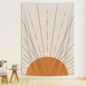 Boho Sun Vertical Tapestry, Vintage Abstract Sunrise Tapestry Wall Hanging, Mid Century Modern Art Aesthetic Tapestries Poster For Bedroom Living Room Decor 40 X 60 Inch