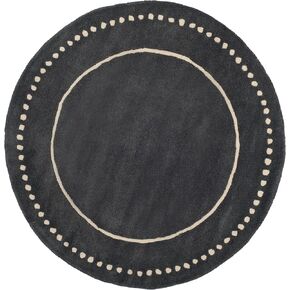 SAFAVIEH Bella Collection Area Rug - 3' Round, Dark Grey & Ivory, Handmade Dotted Border Wool, Ideal for High Traffic Areas in Living Room, Bedroom (BEL151X)