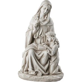 Design Toscano LY714059 Anne with Young Mary, Mother of Jesus Religious Garden Statue, 12 inches wide, 21 inches tall, Handcast Polyresin, Antique Stone Finish