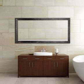 Head West Beaded Textured Distresed Black and Gold Framed Beveled Mirror, Vanity Mirror, Bathroom Mirrors, Rectangle Mirrors, Wall Mount Mirrors, Living Room Mirrors - 29.5" x 41.5"