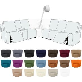 HDCAXKJ 100% Waterproof Recliner Sectional Couch Covers Stretch Washable 1-Piece Recliner Corner Seat Cover for L-Shaped Couch Set Non Slip Reclining Sofa Cover Slipcovers Furniture Protector, White