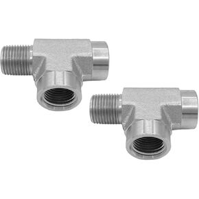 (2-PACK) 5602-04-04-04 Hydraulic Adapter Fitting 1/4"-18NPTF Male × 1/4"-18NPTF Female × 1/4"-18NPTF Female Street Tee Pipe Carbon Steel